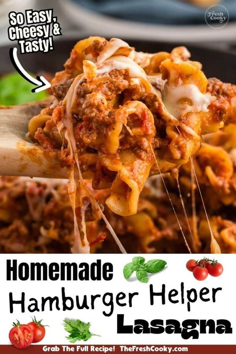 Homemade Hamburger Helper Lasagna Recipe Hamburger Lasagna Recipe, Lasagna Hamburger Helper Homemade, Hamburger Helper Lasagna, Lasange Recipe, Mini Lasagna, Hamburger Helper Recipes, Italian Chopped Salad, Pot Lasagna, Lasagna Noodles