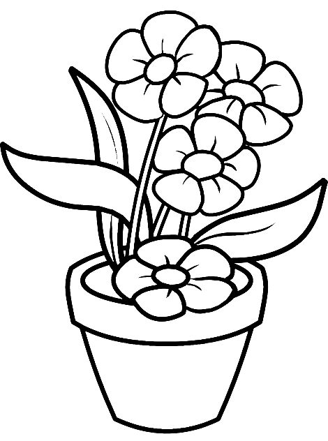 Flower Pot Free Printable Coloring Page Flower Vase Coloring Pages, Simple Flower Vase Drawing, Cute Flower Pot Drawing, Flower Pot Coloring Page, Flower Pot Drawing For Kids, Flower Coloring Pages Free Printable, Flower Pot Drawing, Sunflower Sketches, Flower Coloring Sheets