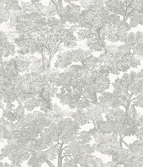 Grey Toile Wallpaper, Wallpaper Behind Bed, Gray Wallpaper Bathroom, Wallpaper Boulevard, Brewster Wallpaper, Wallpaper Warehouse, Brewster Wallcovering, Wall Fabric, Toile Wallpaper