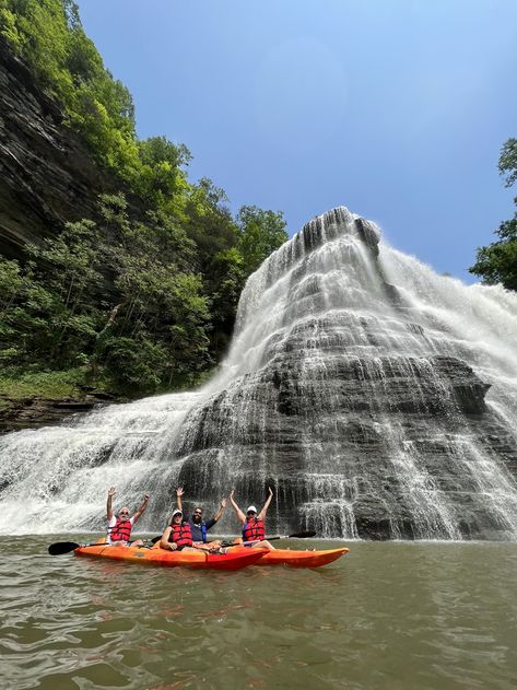 Kayak to Burgess Falls — Cumberland Kayak & Adventure Company Burgess Falls Tennessee, Burgess Falls, Tennessee Waterfalls, Cumberland Falls, Double Kayak, Cumberland River, Nashville Skyline, Kayak Adventures, Waterfall Hikes