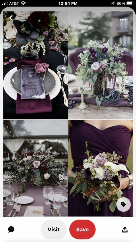 Dark Purple Wedding Theme, Plum Wedding Colors, Wedding Color Schemes Purple, Mauve Wedding Colors, Dark Purple Wedding, Nightmare Before Christmas Wedding, Purple And Green Wedding, Purple Wedding Decorations, Dark Wedding Theme