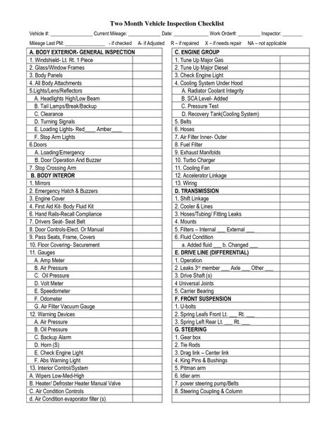 free vehicle inspection checklist template  auto maintenance  vehicle maintenance inspection checklist template pdf Vehicle Inspection Checklist, Vehicle Checklist, Vehicle Maintenance Log, Letter Birthday, Car Checklist, Safety Checklist, Car Facts, Safety Inspection, Inspection Checklist