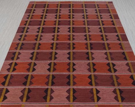 Red Bathroom Rug, Red Bathroom Rugs, House Of Noa, Dining Room Addition, Flatwoven Rug, Terracotta Rug, Venice House, Scandinavian Textiles, Swedish Rug