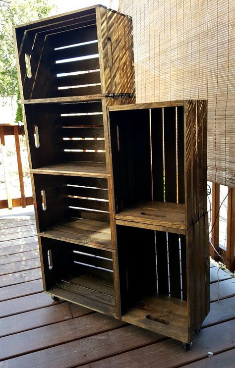 DIY Wooden Crate Shoe Rack - Tame the chaos in your mudroom with this easy to make DIY Wooden Crate shoe rack made from unfinished wooden crates. Mudroom Rack, Crate Shoe Rack, Room Shoe, Diy Shoe Rack Ideas, Lumber Storage Rack, Wine Crates, Wooden Box Diy, Diy Wooden Crate, Tv Consoles