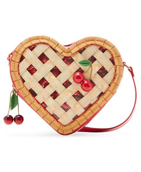 PRICES MAY VARY. 8.7"L x 2.5"D x 7.68"H 23" Drop Crossbody Strap Removable Cherry Pin Zip Closure Cherry Pie Recipe on exterior back wall Cherry Pie Recipe, Satchel Backpack, Pretty Bags, Cherry Pie, Crossbody Clutch, Blue Jewelry, Pie Recipe, Cute Bags, Kitsch