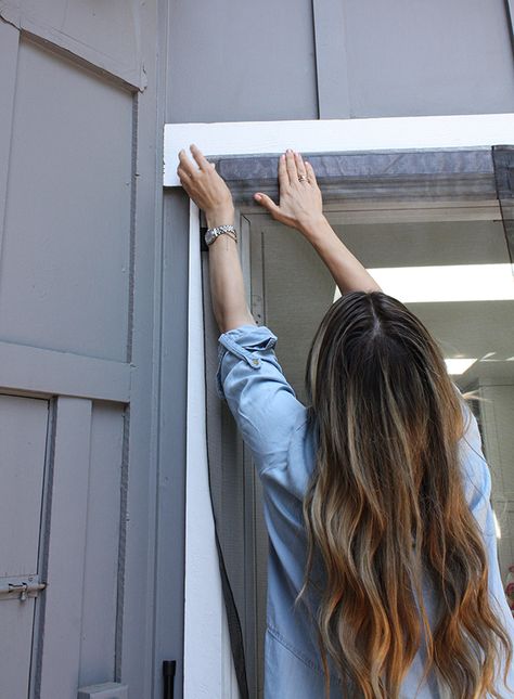 Easy DIY Screen Door Solution  https://www.velcro.com/blog/2016/june/easy-diy-screen-door-solution Diy Bug Screen For Patio, Garage Door Screen Diy, Magnetic Screen Door Patio, Door Screens Ideas, Mosquito Proof Patio, Screen Door For French Doors, Removable Screen Door, Easy Screen Door, Patio Netting