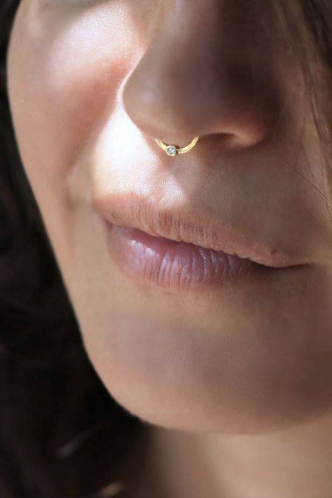 Helix Hoop Earring, Septum Gold, Septum Piercing Jewelry, Helix Hoop, Septum Clicker, Septum Jewelry, Solid Gold Ring, Nose Jewelry, Septum Piercing