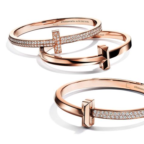 TIFFANY & CO. TIFFANY T1 COLLECTION 7 Solitare Engagement Rings, Tiffany And Co Bracelet, Diamond Bracelet Design, Tiffany Diamond, Tiffany T, Tiffany Bracelets, Daily Wear Jewellery, Cartier Jewelry, Gold Bangles Design