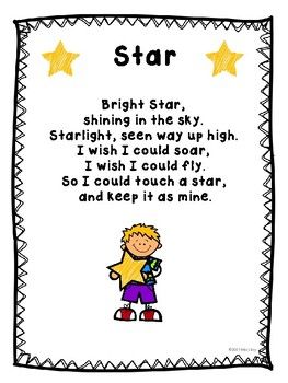 This is a short star poem. It can be used to read together with students as a class. Students can practice identifying rhyming words, the number of syllables, digraphs, blends, etc! Book Provocations, Poem With Rhyming Words, Recovery Poems, Star Poem, Poems About Stars, Reading Recovery, Read Together, Short Poem, Family Poems