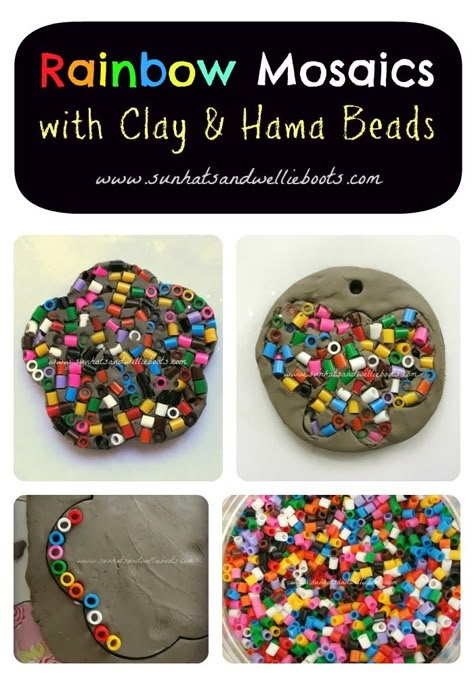 Sun Hats & Wellie Boots: Rainbow Mosaics with Clay & Hama Beads Boots Rainbow, Wellie Boots, Arts And Crafts Ideas, Museum Education, Rainbow Mosaic, Clay Crafts For Kids, Wellies Boots, Outdoor Activities For Kids, Fun For Kids