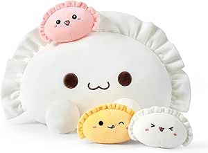 Ditucu Cute Dumpling Plush Pillow Mommy 14 inch with 3 Babies 4 inch Funny Family Food Shaped Stuffed Aniamls Plushie Toys Gifts for Kids Dumpling Plush, Cute Dumpling, Food Shapes, Funny Family, Family Food, Family Humor, 3rd Baby, Plush Pillow, Dumplings