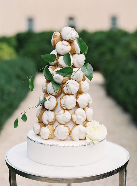 cake + croquembouche | photo by vicki grafton Croquembouche Wedding, French Wedding Cakes, Wedding Cake Alternatives, Beeswax Taper Candles, Garden Wedding Inspiration, Preowned Wedding Dresses, French Garden, French Pastries, Event Company