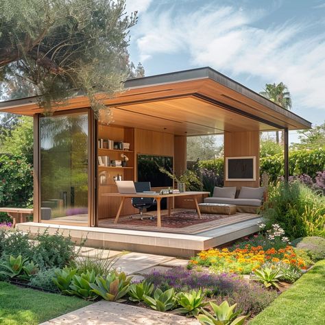 Office Outdoor Area, Garden Studio Design, Outdoor Studio Space, Solarium Office, Outdoor Study Area, Modern Garden Office, Outdoor Work Space, Outdoor Working Space, Outdoor Workspace Garden Office