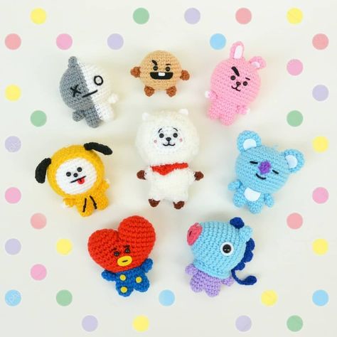 Crochet Cooky Bt21, Bt21 Handmade, Bt21 Crochet, Bts Crochet, Kpop Crochet, Crochet Keychain Pattern, Pola Amigurumi, Kawaii Crochet, Crochet Amigurumi Free