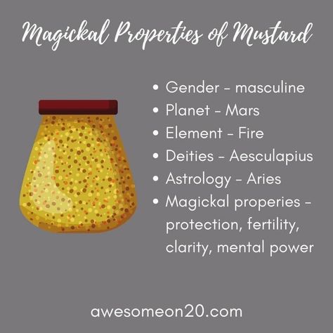 Mustard Seeds Benefits, Kitchen Grimoire, Grimoire Topics, Nye Food, Kitchen Magick, Magical Food, Herbal Witch, Goddess Magick, Food Magic