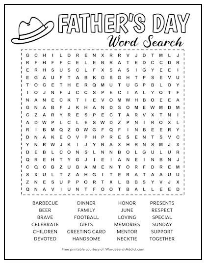 Our Father’s Day word search puzzle features 24 words and terms related to this popular holiday, including football, barbecue, family, memories, and more. Great for both kids and adults. Download this FREE printable for you or your students today! Fathers Day Word Search, Words For Father, June Activities, Kids Word Search, Word Search Puzzles Printables, Free Printable Word Searches, Virgo Art, Father's Day Printable, Word Search Printables