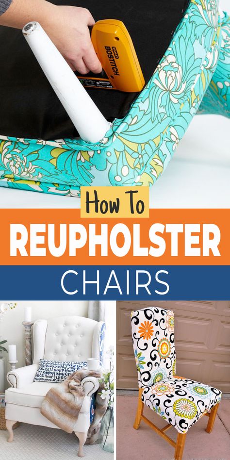 Whether you want to transform your latest thrift store find, or want to bring Aunt Rhoda’s antique chair into this decade, we have all the instructions and tutorials you need on how to reupholster a chair. Diy Furniture Upholstery, Furniture Reupholstery, Reupholster Furniture, Upholstery Diy, Diy Furniture Renovation, Furniture Rehab, Furniture Repair, Furniture Renovation, Refurbished Furniture