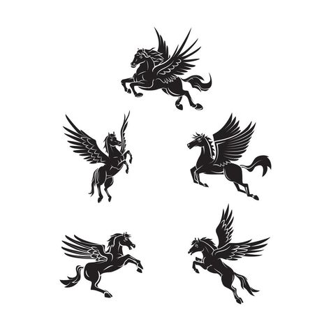 Winged Horse Tattoo, Horse Wings, Winged Horse, Horse Tattoo, Tattoo Illustration, The Horse, Vector Art, Vector Free, Free Download