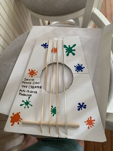 Harp Craft, Psalm 104, Cake Boards, Craft Sticks, Praise God, Ancient Civilizations, Craft Stick Crafts, Rubber Bands, Harp