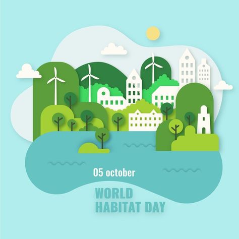 World Habitat Day Poster, World Habitat Day, Environmental Posters, City Paper, Clay Painting, Polymer Clay Painting, Flat World, Wildlife Day, Lightroom Editing Tutorials