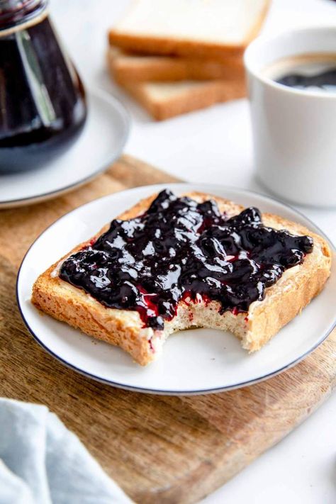 This Wild Blueberry Jam is an easy homemade preserve recipe made in minutes. It’s effortless, delicious, and not overly sweet. The canning process is straightforward and you don’t need pectin for the recipe. Feel free to use fresh or frozen blueberries. #jernejkitchen #blueberries #blueberryjam #canning #preserve Wild Blueberry Jam, Canning Process, Choux Pastry, Blueberry Jam, Wild Blueberries, Homemade Jam, Frozen Blueberries, Vanilla Cream, Blueberries