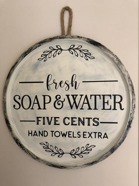 Rustic Bathroom Accessories, Farmhouse Bathroom Signs, Bath Sign, Rustic Farmhouse Bathroom, Farmhouse Bathroom Decor Ideas, Black Chalk Paint, Round Bathroom, Rustic Bathroom Decor, Funny Bathroom Signs