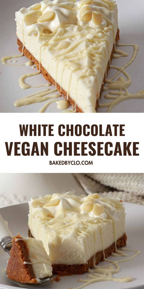 Vegan White Chocolate Cheesecake, White Chocolate Healthy Dessert, Vegan Entree Recipes Main Dishes, Vegan Desserts Easy Quick, Vegan Cake Recipes Easy, Vegan No Bake Desserts, Vegan No Bake Cheesecake, Vegan Healthy Desserts, Vegan Oreo Cheesecake