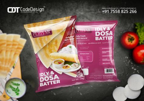 Dosa Batter Packaging, Dosa Batter, Packing Ideas, Food Packaging Design, Brand Marketing, Food Packaging, Chip Bag, Packaging Design, Snack Recipes