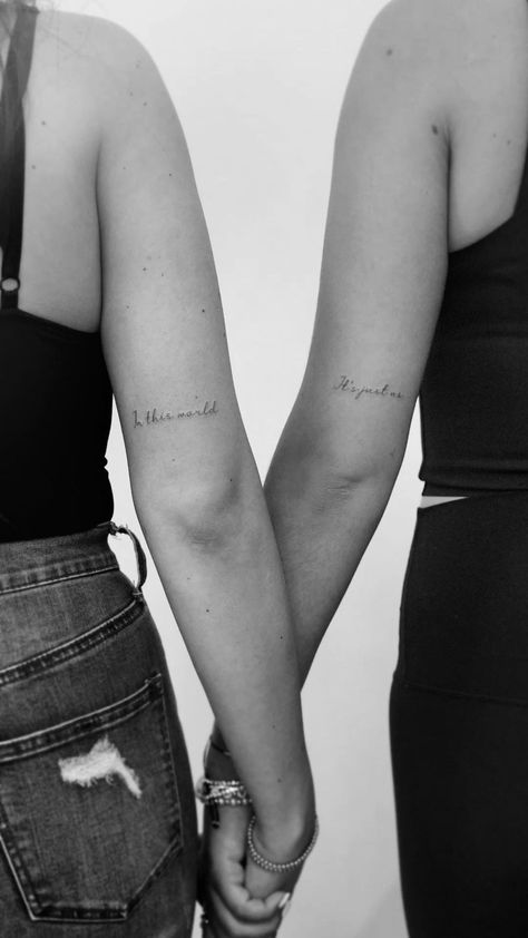 Tiny Matching Sister Tattoos, Quotes For Best Friends Tattoo, Cute Tattoos With Meaning Best Friends, Quote Tattoos For Best Friends, Bestie Quote Tattoos, Best Friend Tattoos Matching Meaningful, Tattoo Designs Sisters, Sentimental Sister Tattoos, Tattoos For Best Friends Meaningful