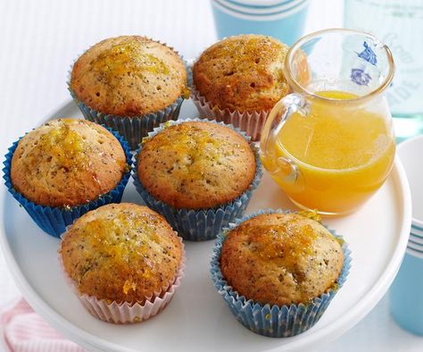 Preheat oven to 180°C. Line a 12-hole muffin pan with paper patty cases. In a bowl, beat butter, sugar and vanilla together until pale and creamy. Add eggs one at a time. Poppyseed Cupcakes, Oven Temperature Conversion, Mandarine Recipes, Gas Ovens, Citrus Desserts, Enjoy With Friends, Oven Temperature, Yoghurt Cake, Bakewell Tart