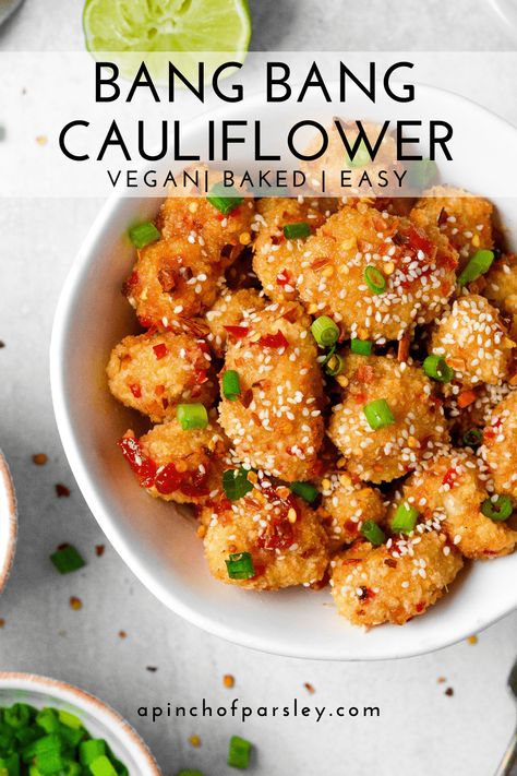 Thai Cauliflower Bites, Vegan Bang Bang Cauliflower, Cauliflower Recipes Baked, Bang Bang Cauliflower Recipe, Bang Bang Cauliflower, Bang Bang Shrimp, Cauliflower Bites, Baked Cauliflower, Isagenix