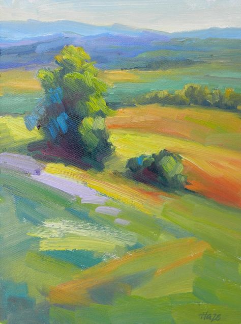 Yamhill by Hazel Schlesinger, Oil, 12 x 9 Canvas Painting For Beginners, Painting For Beginners, Landscape Art Painting, Custom Canvas Prints, Abstract Art Landscape, Impressionist Paintings, Impressionist Art, Abstract Landscape Painting, Beginner Painting