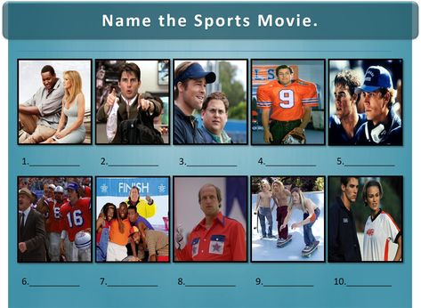 Sports Movies Trivia Picture Round Sports Movies Quiz Picture Round Picture Trivia, Movie Quiz Questions, Trivia Night Questions, Trivia Quiz Questions, Sports Quiz, Crickets Funny, Personality Quizzes Buzzfeed, Sports Joke, Fun Trivia Questions