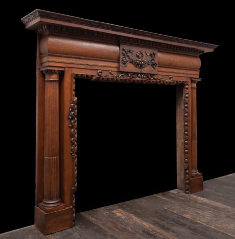 Beautiful Fireplace Mantels, Mantelpiece Ideas, Moody House, Wooden Fire Surrounds, Italian Fireplace, Wooden Fireplace Surround, Front Room Design, Art Deco Fireplace, Oak Fireplace