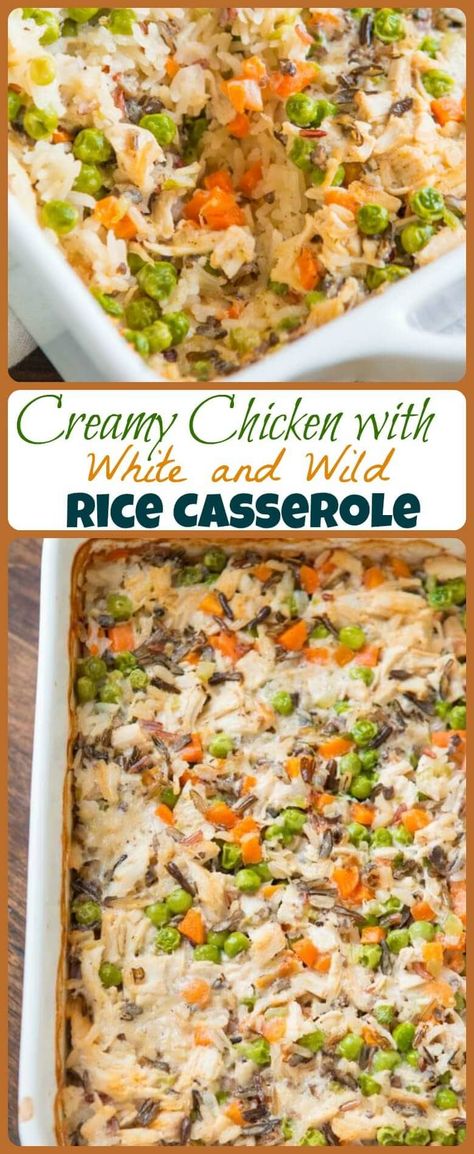 Could the title of this post be any longer? Copycat Milton's creamy chicken with white and wild rice casserole is an easy, freezer friendly meal! Turkey Casseroles, Turkey Entrees, Homestyle Recipes, Chicken Wild Rice Casserole, Winter Dinners, Hotdish Recipes, Risotto Dishes, Wild Rice Casserole, Creamy Chicken And Rice