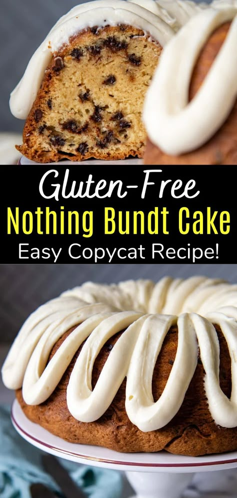 Nothing Bundt Cake Copycat, Thick Cream Cheese Frosting, Gluten Free Bundt Cake, Chocolate Chip Bundt, Gluten Free Cake Mixes, Chocolate Chip Bundt Cake, Gf Cake, Bundt Recipes, Gluten Free Cake Recipe