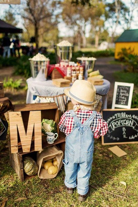 Farm Themed Birthday Party via Kara's Party Ideas | Kara'sPartyIdeas.com #LittleFarmer #Barnyard #FarmParty #Ideas #Supplies (18) Farm Party Foods, Baby Boy Birthday Decoration, Petting Zoo Birthday, Farm Themed Party, Farm Theme Birthday, Farm Themed Birthday Party, Barnyard Party, Barnyard Birthday, Construction Birthday Parties