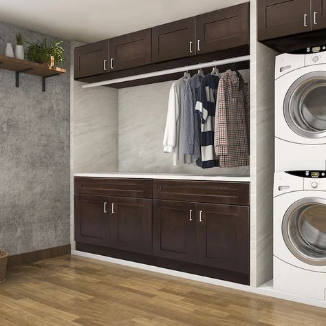 Dream Laundry Room, Laundry Room Layouts, Laundry Room Renovation, Kitchen Wall Cabinets, Shaker Kitchen Cabinets, Shaker Style Kitchens, Plywood Cabinets, Laundry Room Remodel, Laundry Room Inspiration