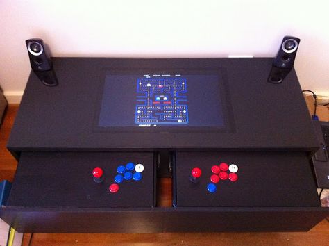 IKEA Hackers: DIY Arcade Machine Coffee Table Pi Arcade, Arcade Cabinet Plans, Diy Arcade Cabinet, Diy Arcade, Arcade Table, Arcade Retro, Geek Diy, Arcade Video Games, Arcade Cabinet