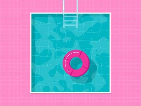 Beach Motion Graphic, Pool Floatie Drawing, Pool Float Illustration, Summer Motion Graphics, Floating Animation, Summer Animation, Summer Pool Floats, Pool Drawing, Swimming Pool Art