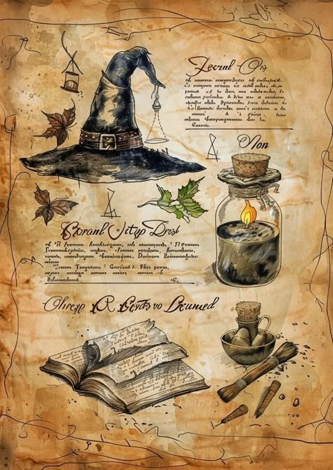 Books In Harry Potter, Book Magic Art, Magic Grimoire Art, Witch Book Pages, Spell Book Drawing, Magical Drawing Ideas, Magic Book Drawing, Witch Art Drawing, Magic Book Pages