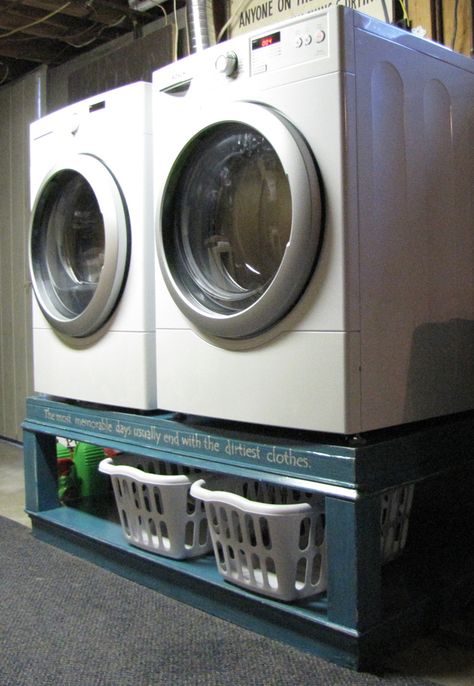 Good idea, and probably cheaper then buying the pedestals! Washer And Dryer Pedestal, Laundry Pedestal, Laundry Room Closet, Laundry Room Inspiration, Washing Machine And Dryer, Laundry Mud Room, Room Closet, Dirty Laundry, Laundry Room Design