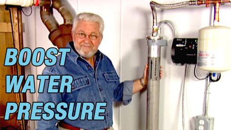 Do you have low water pressure? Here's how to use a booster to increase the water pressure in your home. Well Water System, Water Pressure Pump, Paint Repair, Low Water Pressure, Diy Plumbing, Plumbing Repair, Pressure Pump, Diy Bathroom Remodel, Well Pump