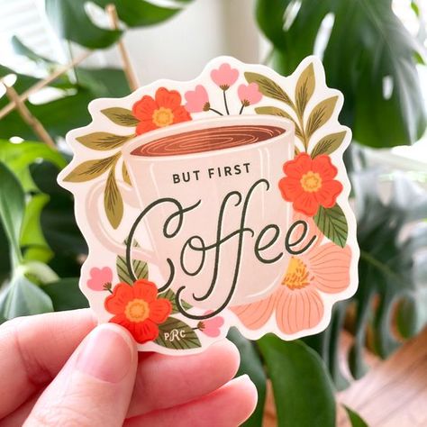 NEW! But First Coffee Sticker Sticker #sticker Stickers #stickers freesticker #freesticker freestickers #freestickers free download sticker #freedownloadsticker 11.280 Cricut Stickers Ideas, Laptop With Stickers, Vinyl Sticker Ideas, Coffee Elements, Sticker With Text, Creative Stickers, Sticker Design Inspiration, Cool Journals, Tumbler Stickers