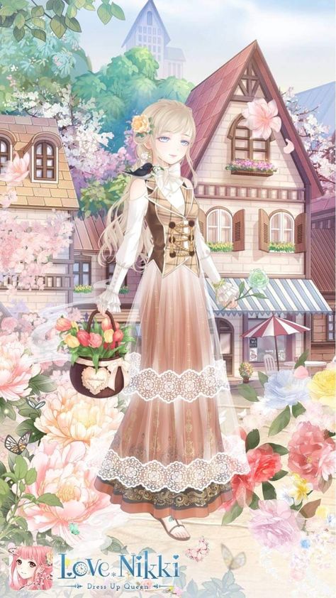 Flower shop owner challenge Flower Shop Owner Outfits, Flower Shop Au, Anime Flower Shop, Cute Flower Shop Drawing, Flower Shop Concept Art, Florist Shop Illustration, Girls Pin, Anime Princess, Fantasy Dress