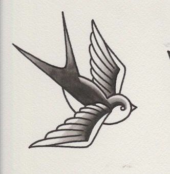 Sparrow Traditional Swallow Tattoo, Lark Tattoo, Swallow Tattoos, Sparrow Tattoo Design, Swallow Tattoo Design, Designs With Meaning, Tato Tradisional, Small Chest Tattoos, Sparrow Tattoo