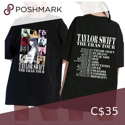 NEW Black Taylor Swift  Tshirt Eras Tour Black Taylor Swift, Taylor Swift Tshirt, Taylor Swift Tops, Taylor Swift Fearless, Eras Tour, New Black, Taylor Swift, Swift, Pasta