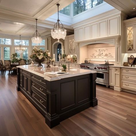 Kitchen Layout Ideas With Island Dimensions, Luxury Mediterranean Kitchen, Grand Kitchen Luxury, Big Kitchen Ideas Luxury, Italian Kitchen Design Tuscan Style, 1950s Diet, Kitchen Cabinet Design Ideas, Mansion Kitchen, Cabinet Design Ideas