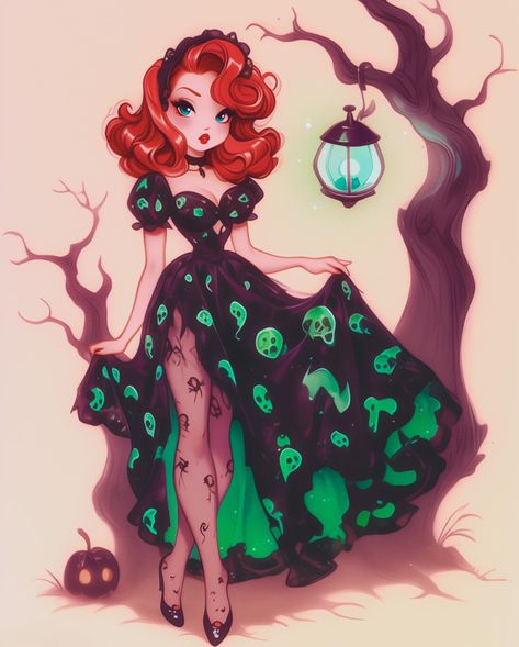 💀🖤💚❤️🎃 Rockabilly Artwork, Chibi Halloween, Kawaii Tattoo, Witch Design, Halloween Artwork, Goth Art, Witch Art, Motivational Art, High Art