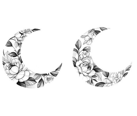 Flower Moon Tattoo Designs, Flower Black Tattoo, Flower Moon Tattoo, Moon Flower Tattoo, Mommy Daughter Tattoos, Tatuaje Cover Up, Tattoo Plant, Gem Tattoo, Animal Tattoo Ideas